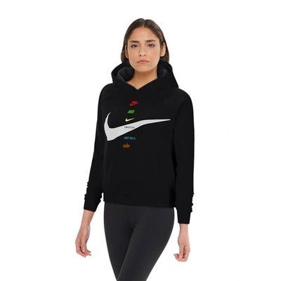 Shop Nike Womens  Swoosh Fleece Hoodie In Black/multi