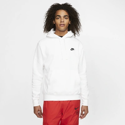 Shop Nike Mens  Club Pullover Hoodie In White/black