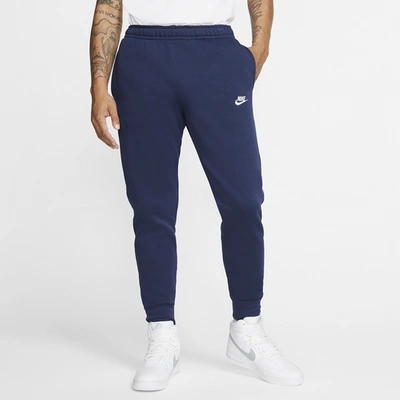 Shop Nike Mens  Club Joggers In Midnight Navy/white