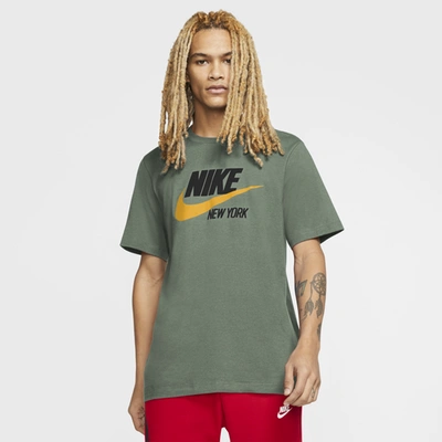 Shop Nike Mens  Nsw City T-shirt In Spiral Sage/black