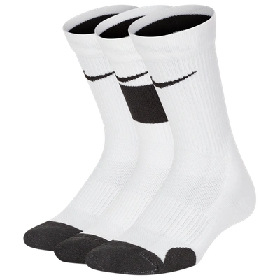 Shop Nike Boys  3 Pack Elite Crew Socks In White/black