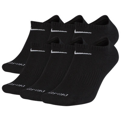 Shop Nike Mens  6 Pack Dri-fit Plus No Show Socks In Black/white