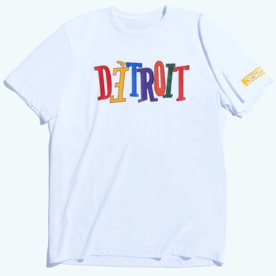 Shop 3525 Brand Mens  Detroit Living T-shirt In White/multi