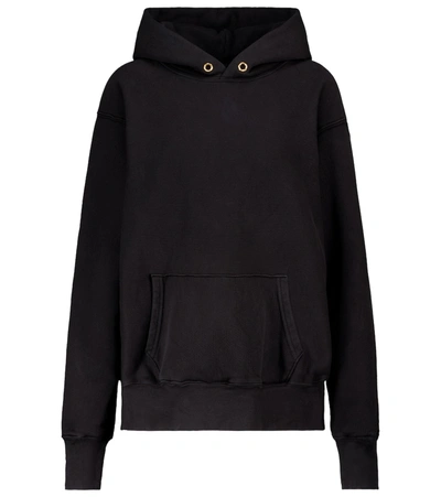 Shop Les Tien Cotton Fleece Hoodie In Black