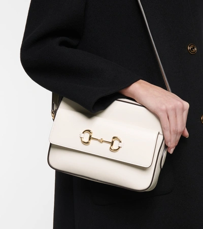Gucci Horsebit 1955 small shoulder bag in white leather
