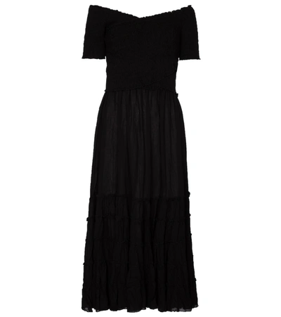 Shop Poupette St Barth Soledad Midi Dress In Black