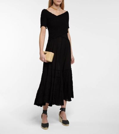 Shop Poupette St Barth Soledad Midi Dress In Black