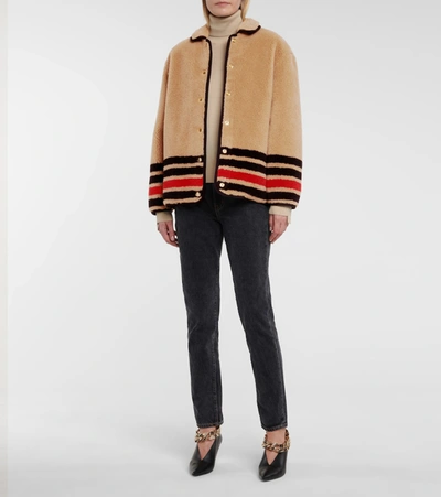 Shop Burberry Wool-blend Fleece Jacket In Beige