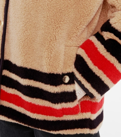 Shop Burberry Wool-blend Fleece Jacket In Beige