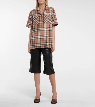 Shop Burberry Checked Cotton Twill Shirt In Beige