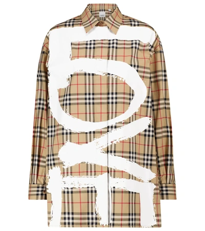 Shop Burberry Archive Check Stretch-cotton Shirt In Beige