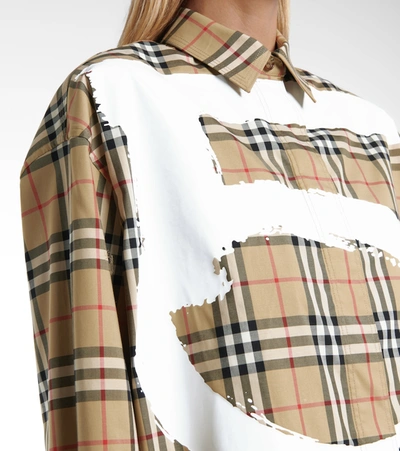 Shop Burberry Archive Check Stretch-cotton Shirt In Beige