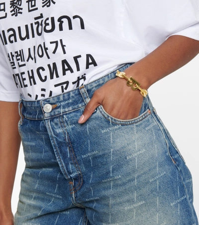Balenciaga Gold Thin B Chain Bracelet In Gold
