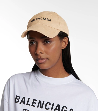 Shop Balenciaga Logo Cotton Baseball Cap In Black