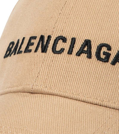 Shop Balenciaga Logo Cotton Baseball Cap In Black