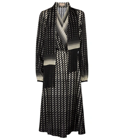 Shop Gucci Printed Silk Twill Midi Dress With Scarf In Black