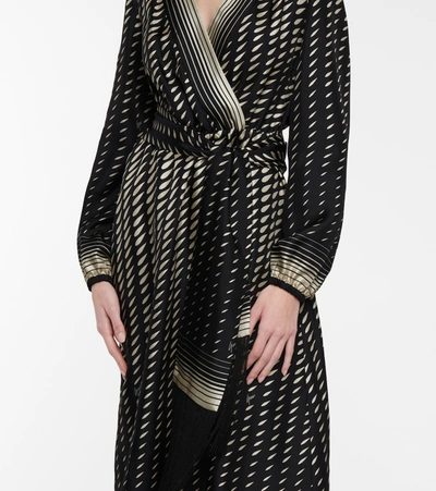 Shop Gucci Printed Silk Twill Midi Dress With Scarf In Black