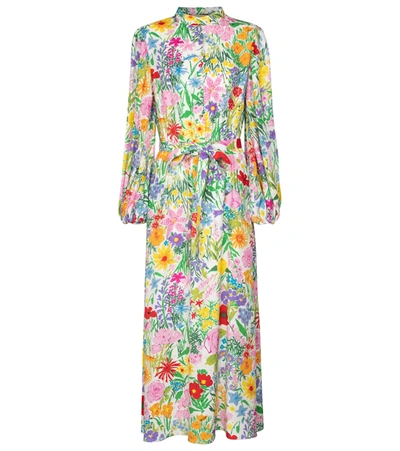 Shop Gucci X Ken Scott Floral Silk Twill Maxi Dress In Multicoloured