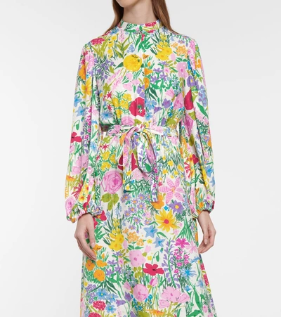 Shop Gucci X Ken Scott Floral Silk Twill Maxi Dress In Multicoloured