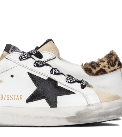 Shop Golden Goose Super-star Leather Sneakers In White/beige/black