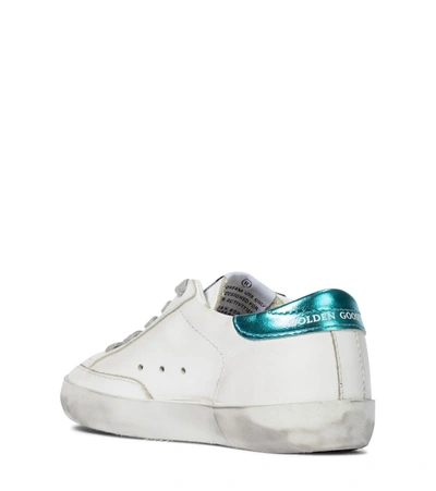 Shop Golden Goose Super-star Leather Sneakers In White/yellow Fluo