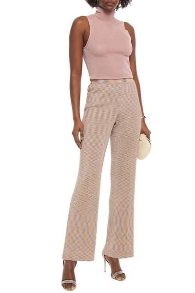 Shop Missoni Metallic Crochet-knit Straight-leg Pants In Pastel Yellow