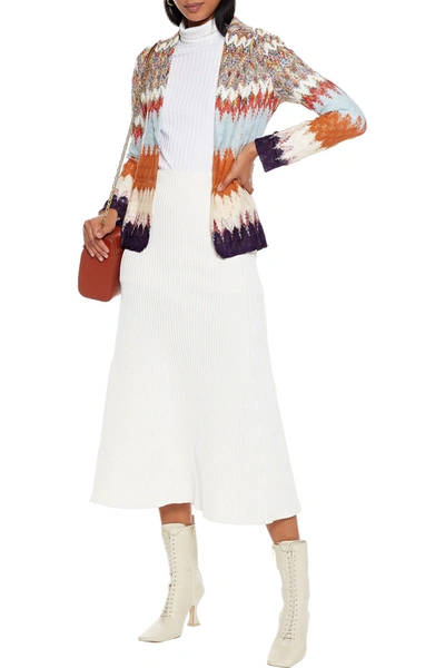 Shop Missoni Crochet-knit Blazer In Orange