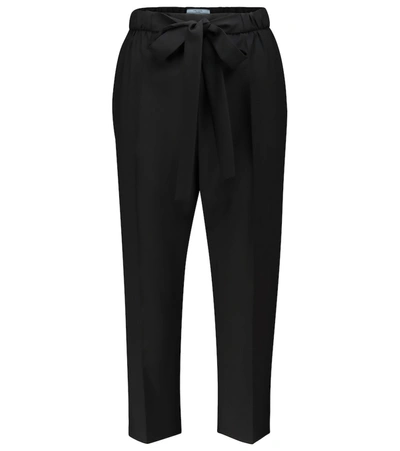 Shop Prada High-rise Cropped Slim Wool Pants In Black