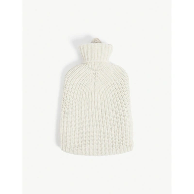 Shop Johnstons Cable-knit Cashmere Hot Water Bottle In Ecru