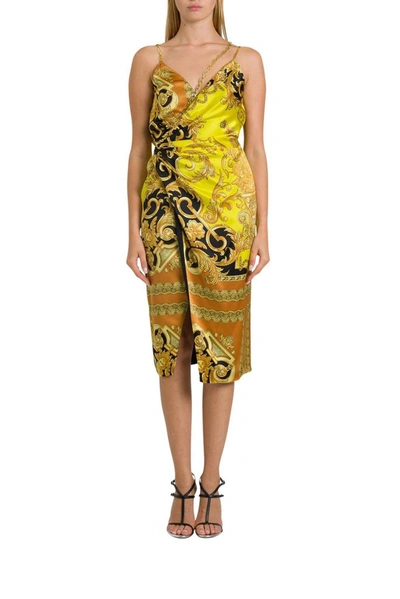 Shop Versace Women's Yellow Silk Dress