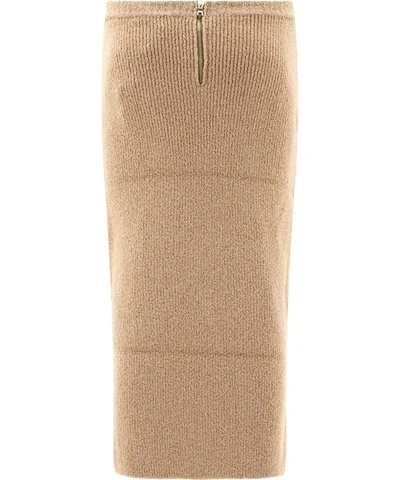 Shop Balmain Women's Beige Wool Skirt
