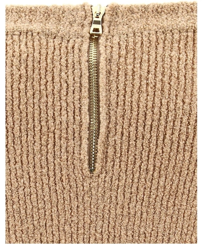 Shop Balmain Women's Beige Wool Skirt