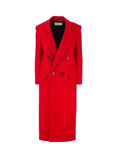 Shop Saint Laurent Women's Red Cashmere Coat