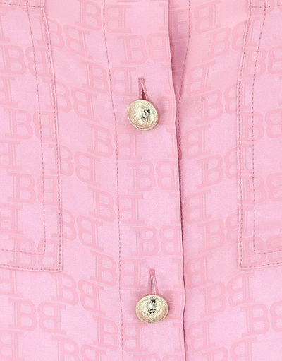Shop Balmain Women's Pink Silk Shirt