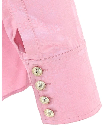 Shop Balmain Women's Pink Silk Shirt