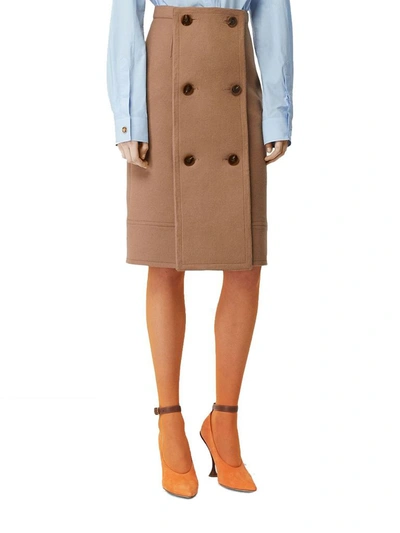 Shop Burberry Women's Brown Wool Skirt