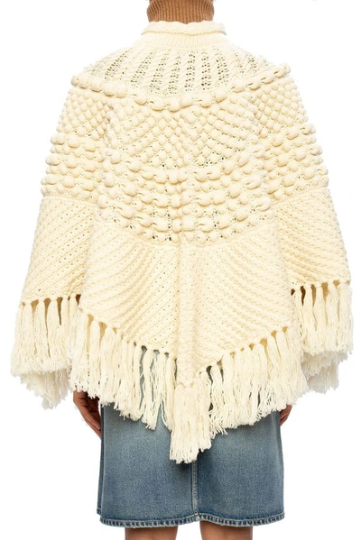 Shop Saint Laurent Women's Beige Wool Poncho