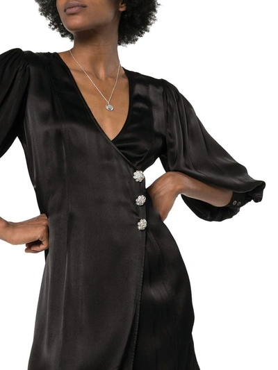 Shop Ganni Women's Black Viscose Dress