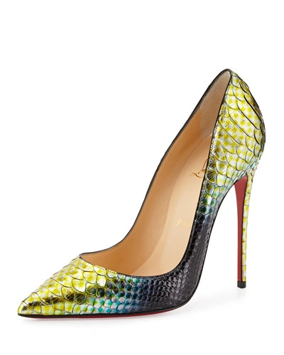 Christian Louboutin So Kate Python Mermaid Red Sole Pump In Mimosa