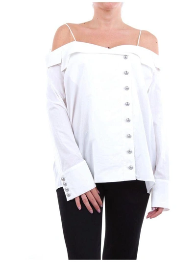 Shop Balmain Women's White Cotton Shirt