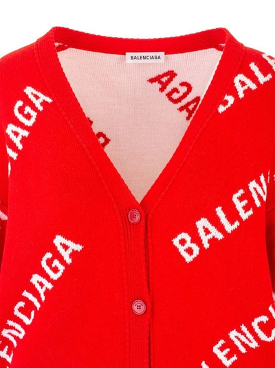 Shop Balenciaga Women's Red Cotton Cardigan