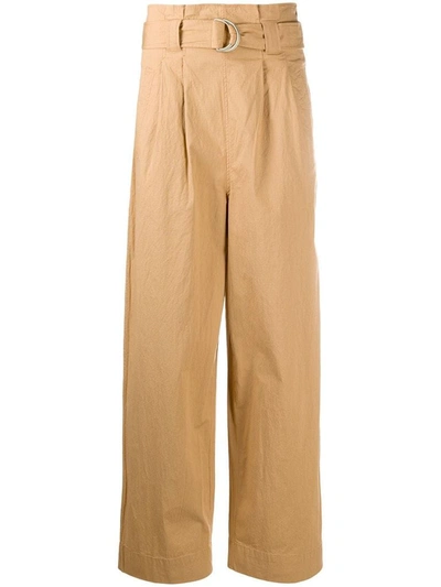 Shop Ganni Women's Beige Cotton Pants