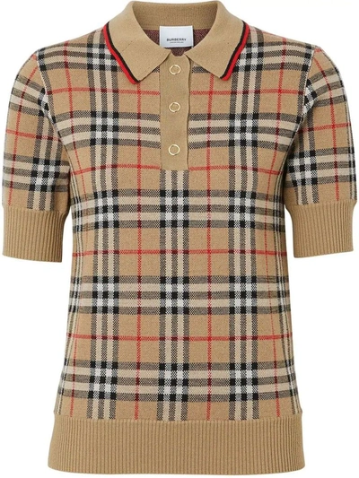 Shop Burberry Women's Brown Cotton Polo Shirt