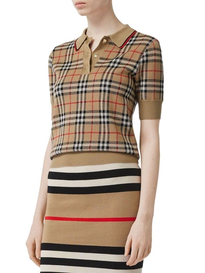 Shop Burberry Women's Brown Cotton Polo Shirt