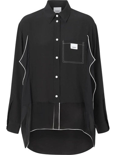 Shop Burberry Women's Black Silk Shirt