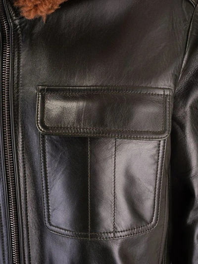 Shop Chloé Women's Green Leather Outerwear Jacket