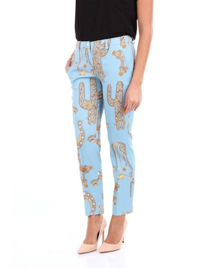 Shop Versace Collection Women's Light Blue Viscose Pants