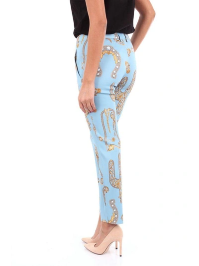 Shop Versace Collection Women's Light Blue Viscose Pants