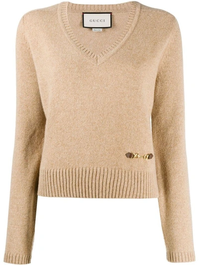 Shop Gucci Women's Beige Cashmere Sweater