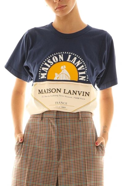 Shop Lanvin Women's Blue Cotton T-shirt